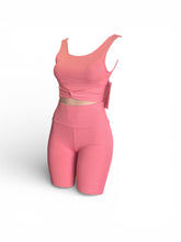 Load image into Gallery viewer, Peach Crop top Set Shorts
